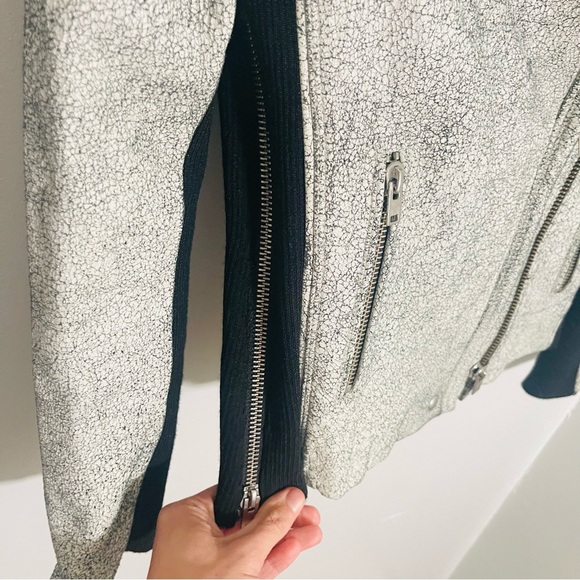 IRO Ilaria Ribbed Distressed Lamb Leather Biker Jacket Off-white Size 8 - Picture 14 of 15